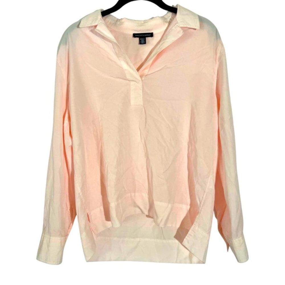 Saks Fifth Avenue pink v-neck collared oversized tunic top XS